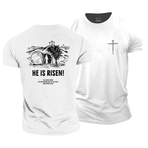 Men's HE IS NOT HERE HE HAS RISEN JUST AS HE SAID Cotton T-Shirt
